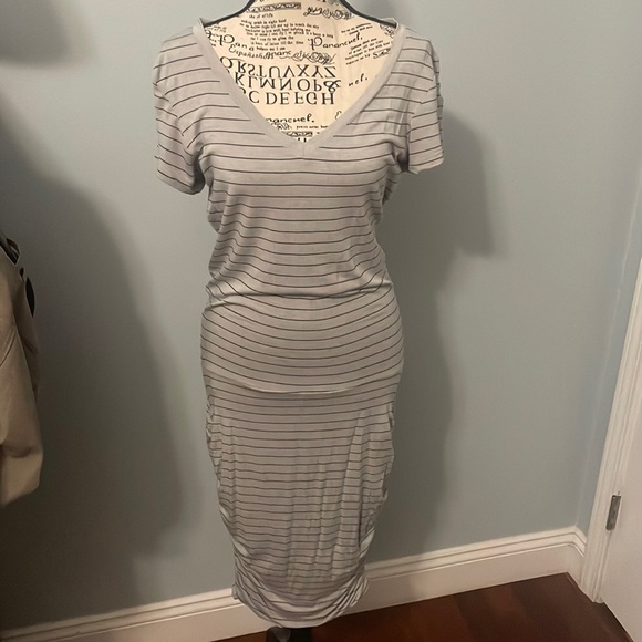 PrAna Dress Medium Rouched Black Striped - Picture 1 of 5